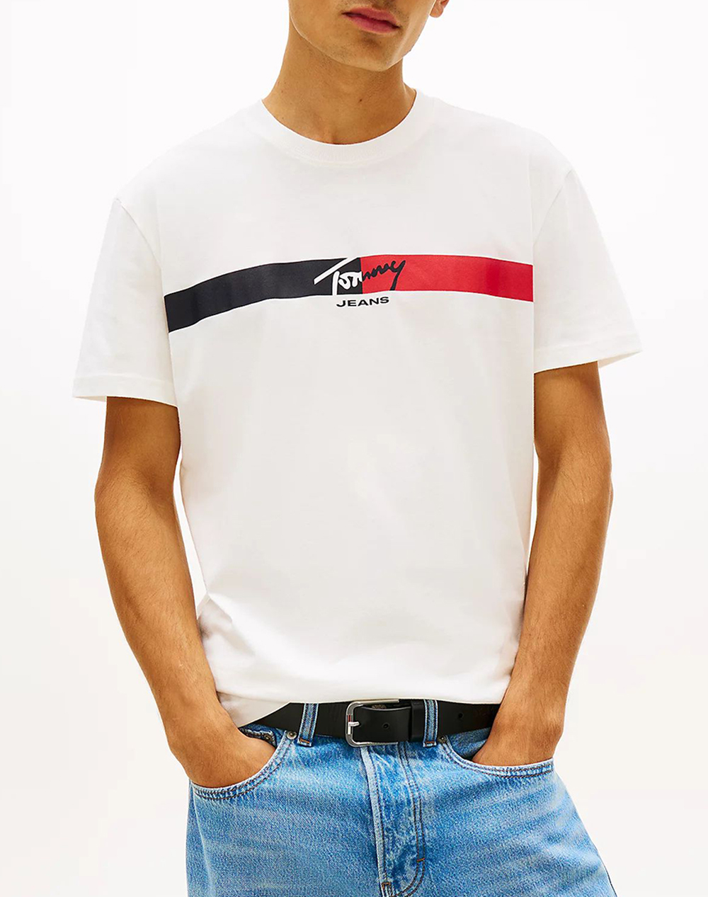 TOMMY JEANS TJM REG SIGNATURE STRIPE T EXT
