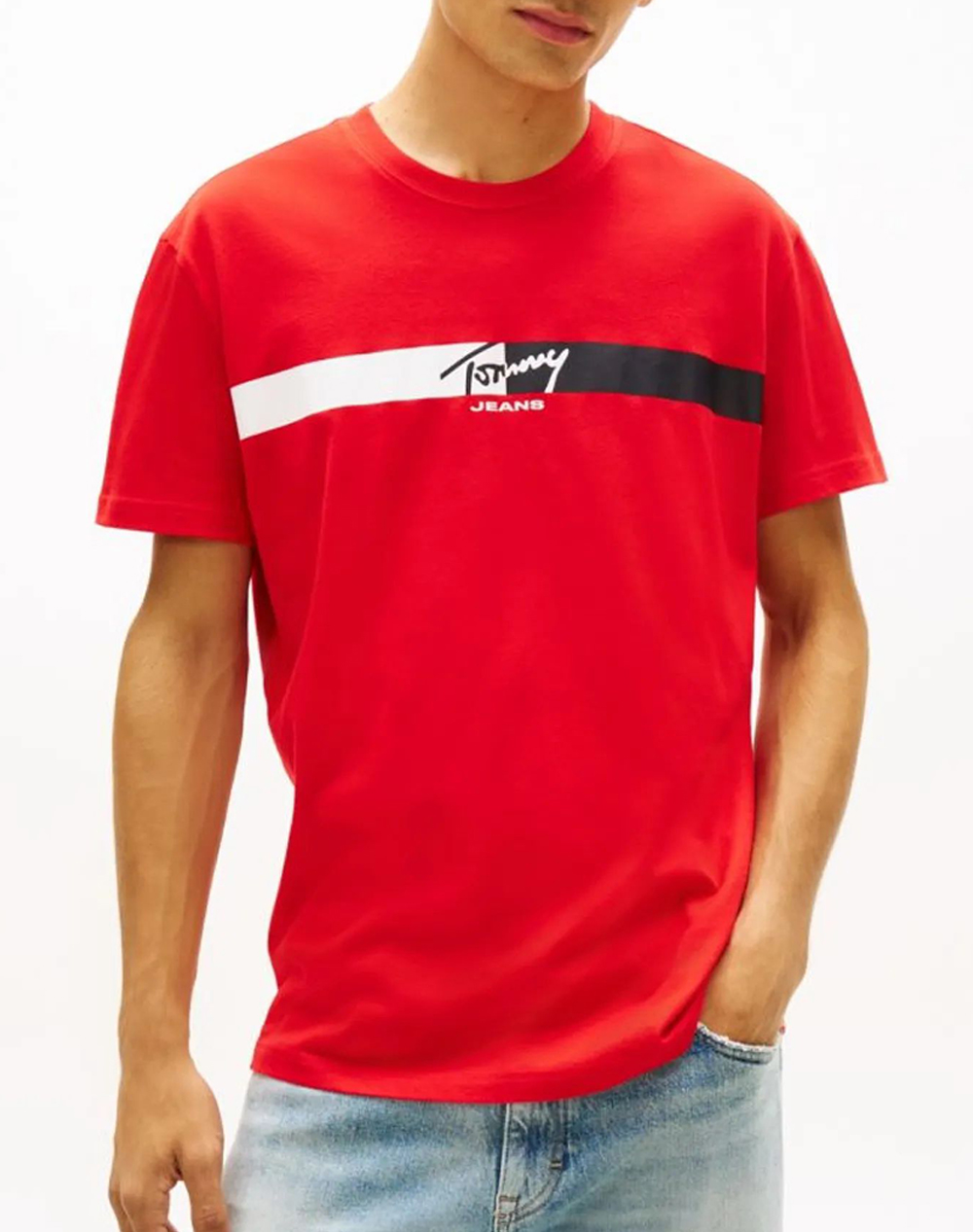 TOMMY JEANS TJM REG SIGNATURE STRIPE T EXT