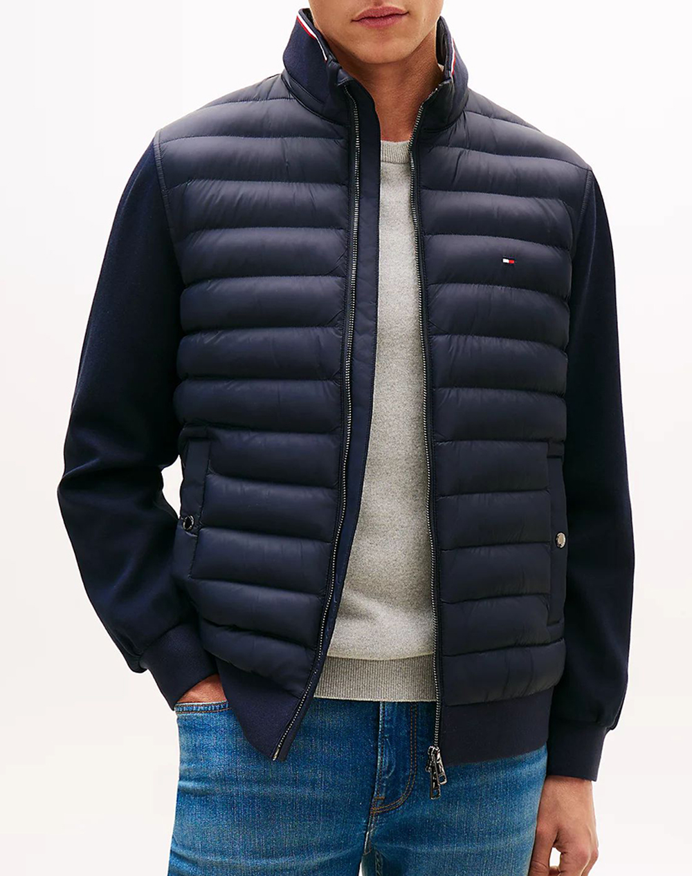 TOMMY HILFIGER MIX MEDIA ESS RWB STAND COLLAR