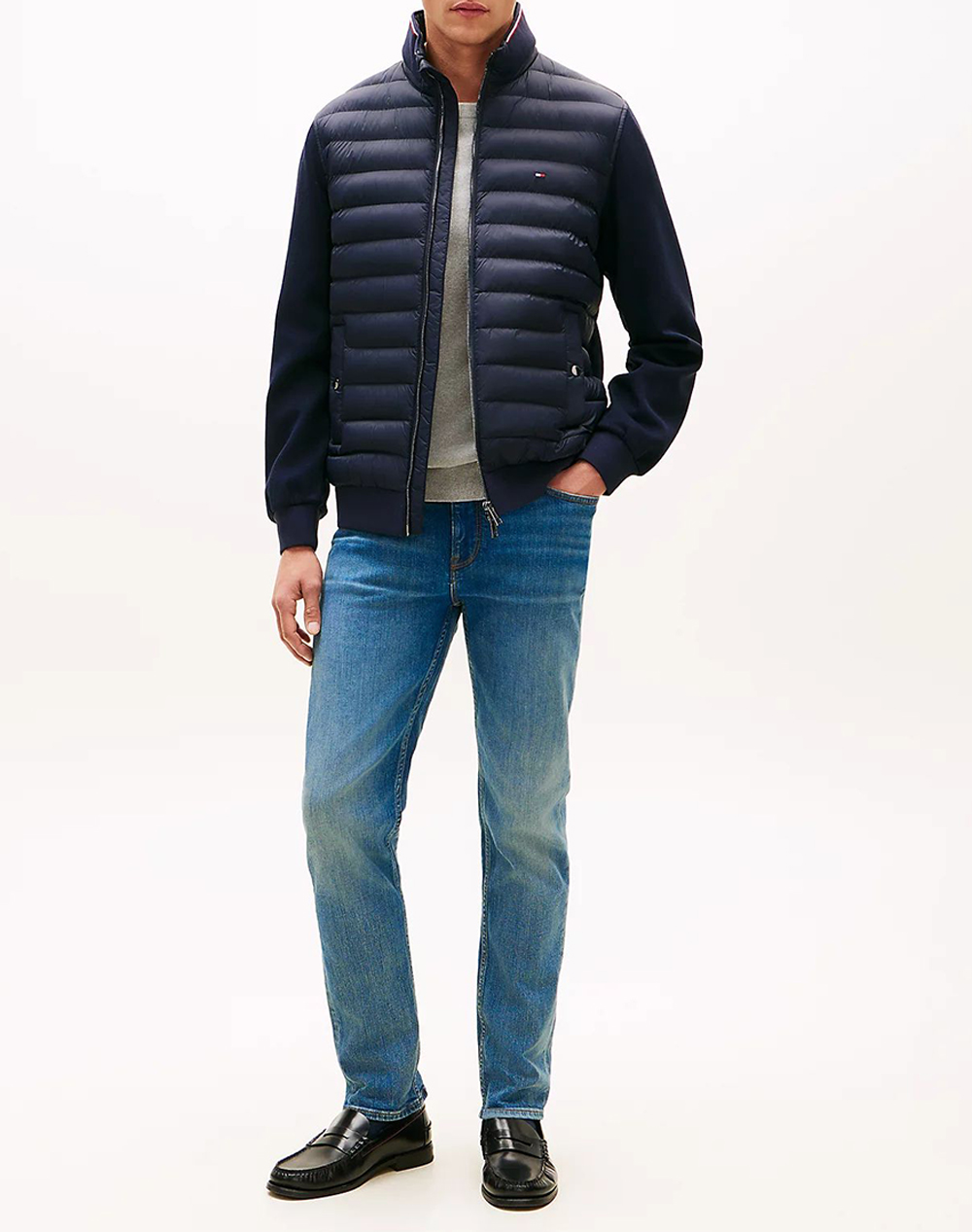 TOMMY HILFIGER MIX MEDIA ESS RWB STAND COLLAR