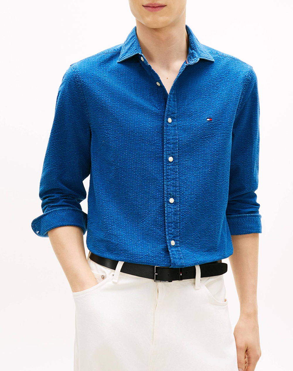 TOMMY HILFIGER OVD INDIGO SEERSUCKER SHIRT