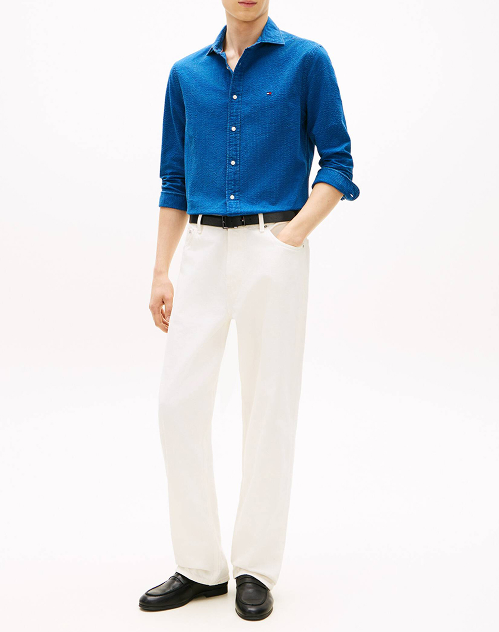 TOMMY HILFIGER OVD INDIGO SEERSUCKER SHIRT