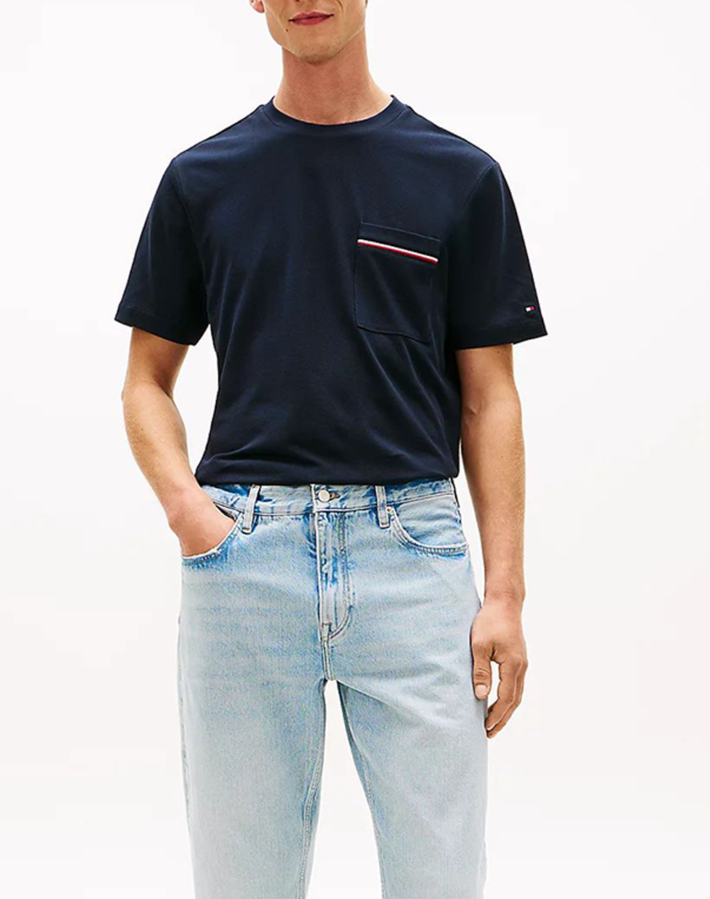 TOMMY HILFIGER GLOBAL STRIPE PIQUE POCKET TEE