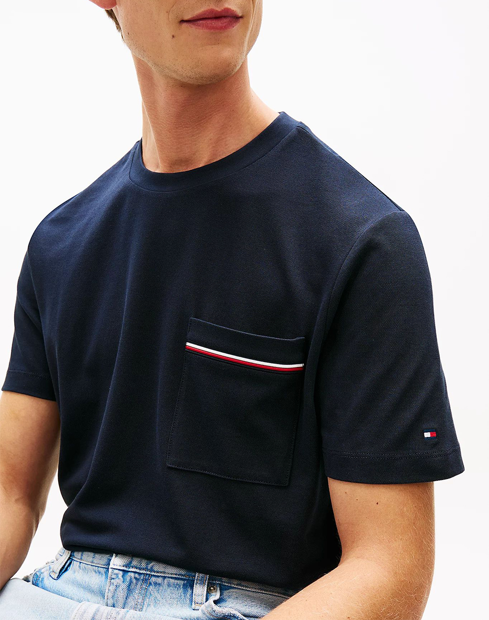 TOMMY HILFIGER GLOBAL STRIPE PIQUE POCKET TEE