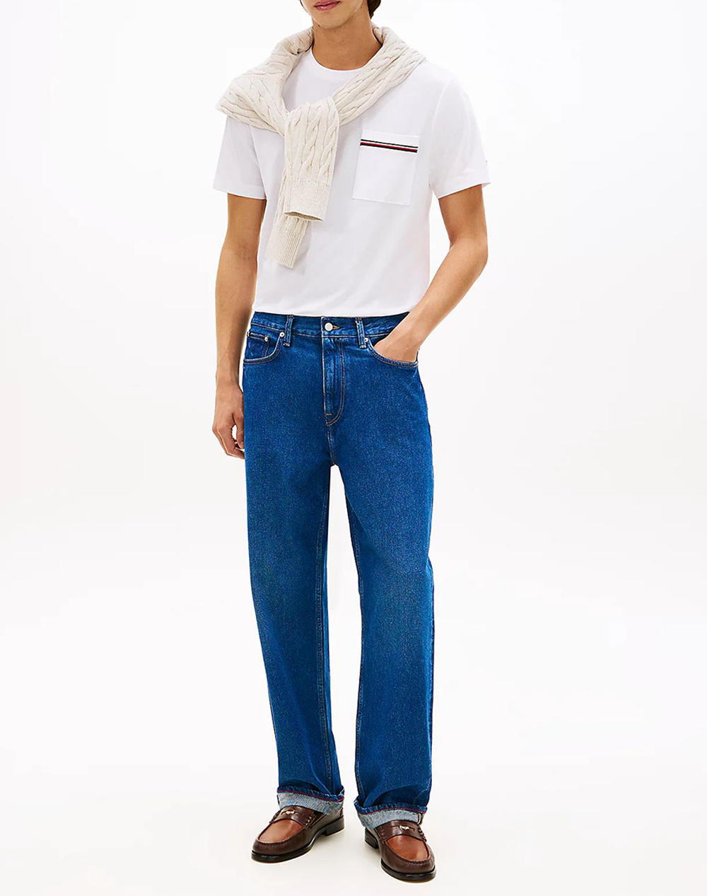 TOMMY HILFIGER GLOBAL STRIPE PIQUE POCKET TEE