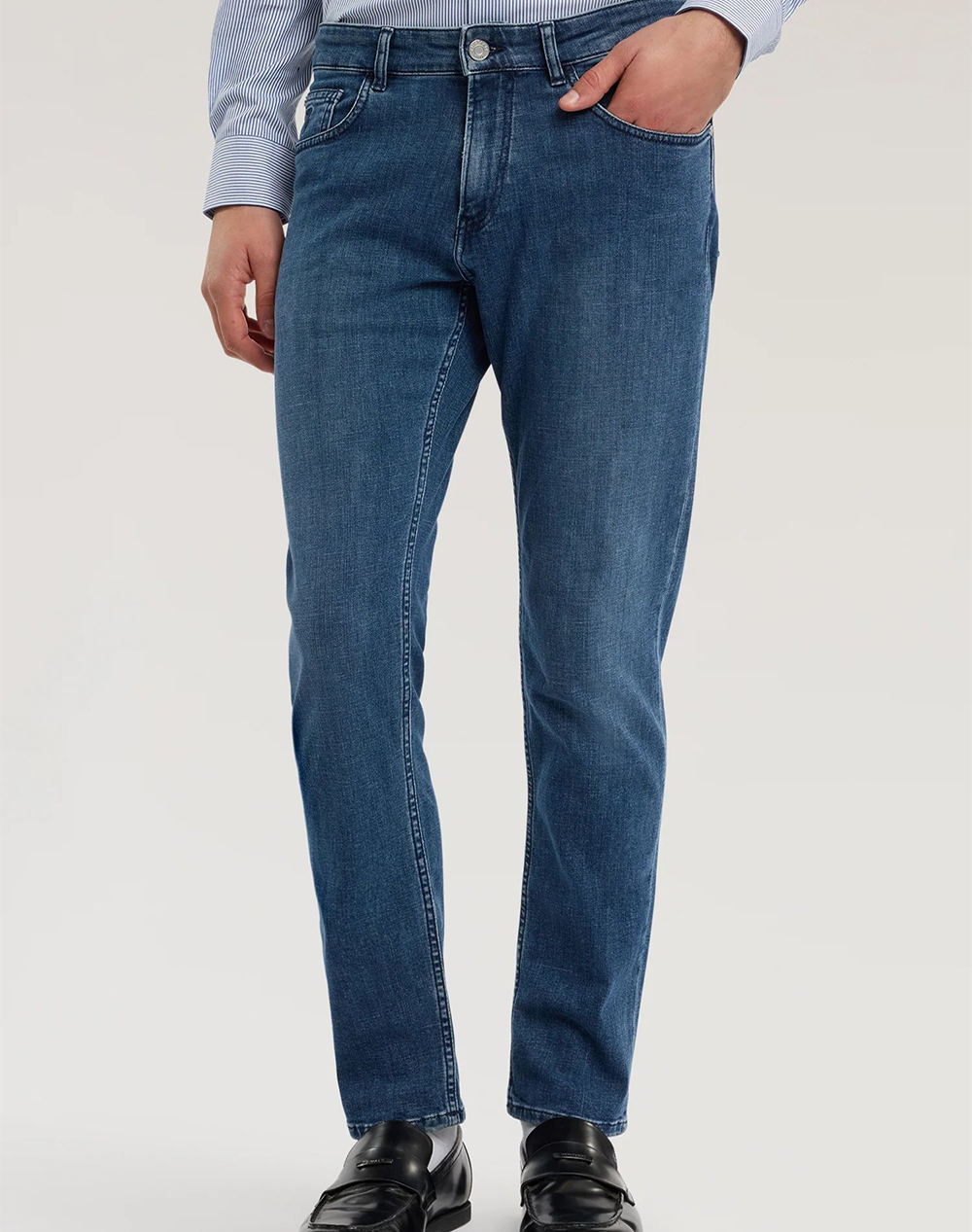 TRUSSARDI 5 POCKET 370 CLOSE - MID SW BLUE DENIM W CHEMICAL