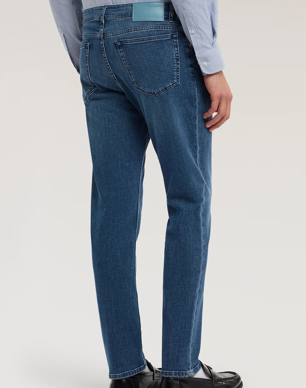 TRUSSARDI 5 POCKET 370 CLOSE - MID SW BLUE DENIM W CHEMICAL