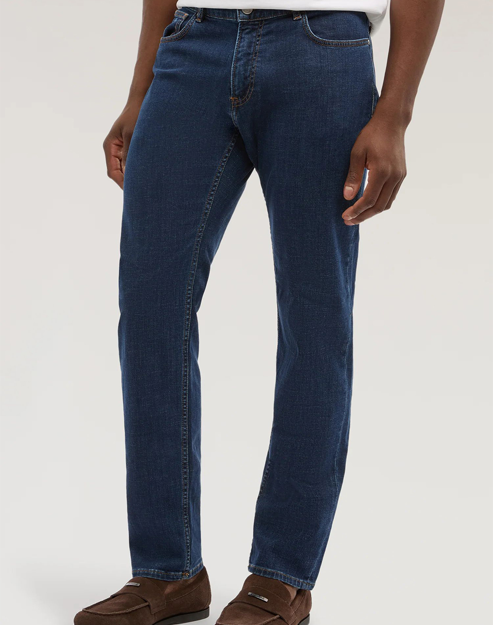 TRUSSARDI 5 POCKET 370 CLOSE - BLUE FLAT STONE WASH DENIM