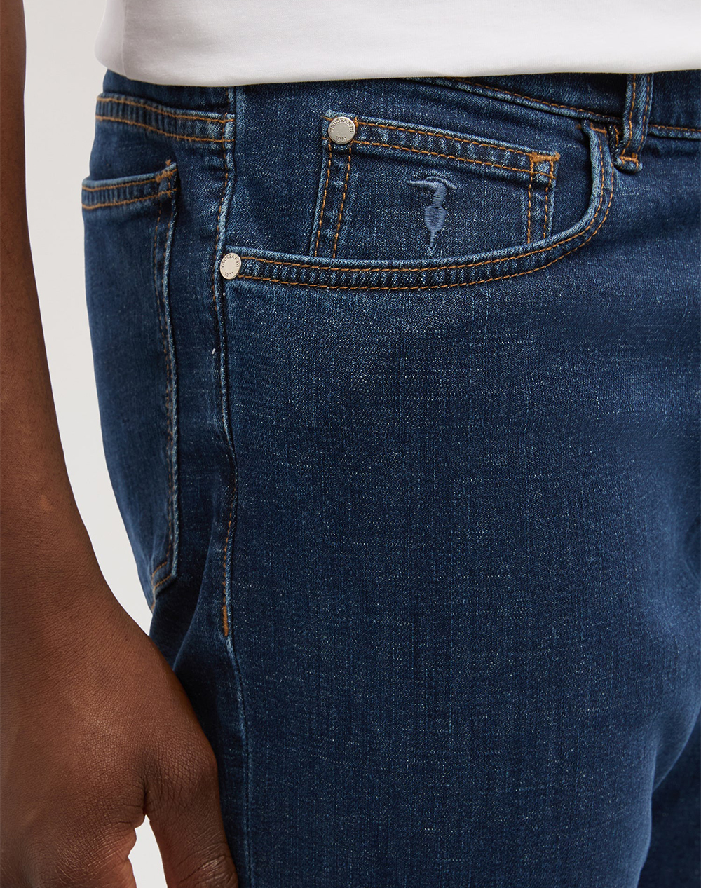 TRUSSARDI 5 POCKET 370 CLOSE - BLUE FLAT STONE WASH DENIM