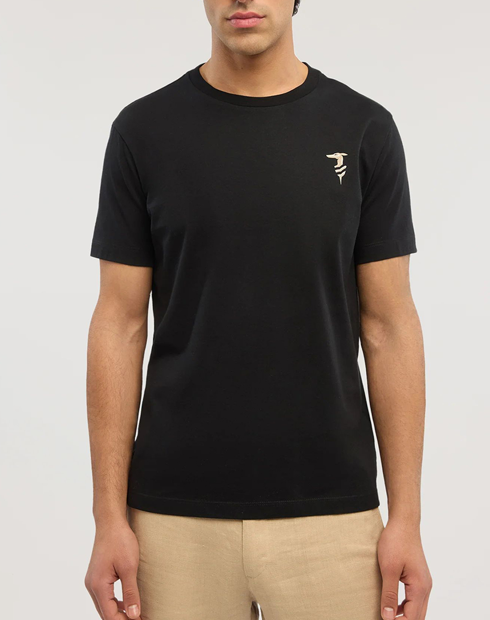 TRUSSARDI REGULAR FIT CHROMED GREYHOUND T-SHIRT