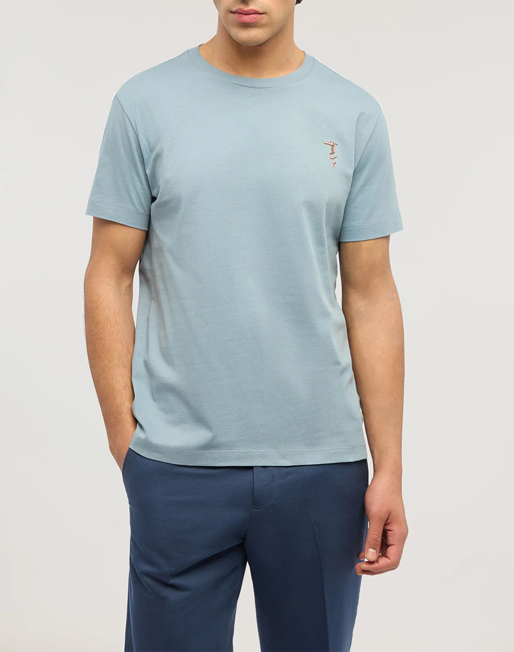TRUSSARDI REGULAR FIT CHROMED GREYHOUND T-SHIRT