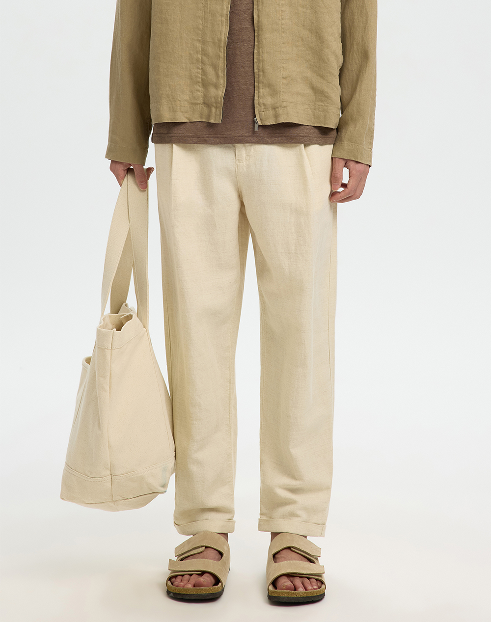 SELECTED SLH180-RELAXED CROP RON LINEN BLEND PANT