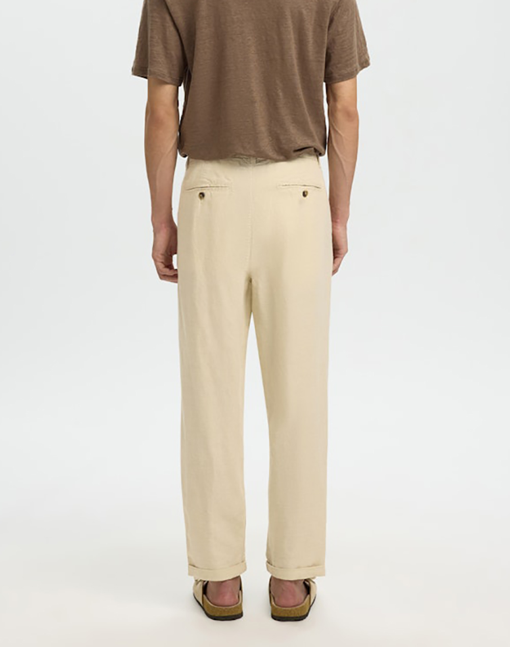 SELECTED SLH180-RELAXED CROP RON LINEN BLEND PANT