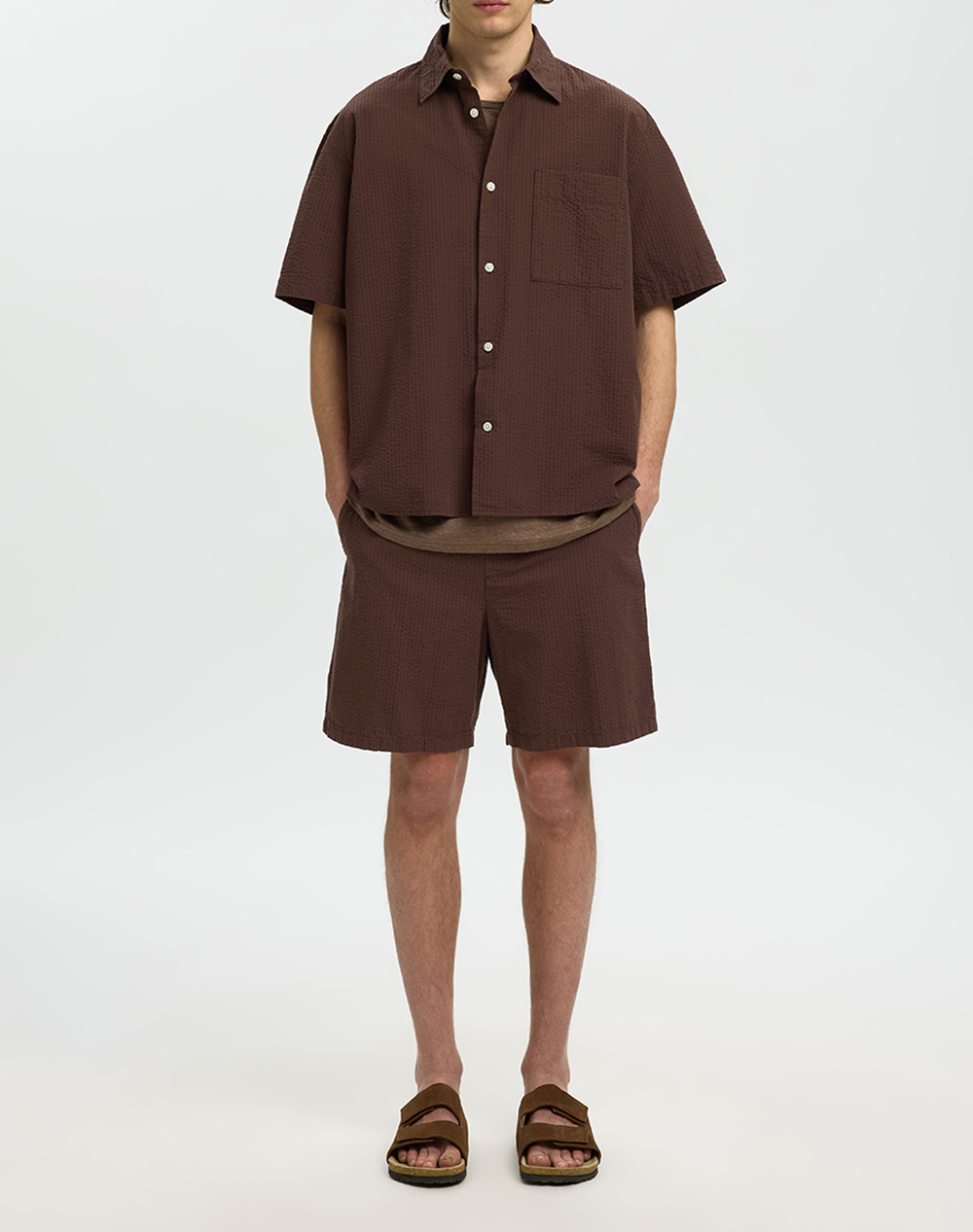 SELECTED SLHRLXSTUART SEERSUCKER SS SHIRT