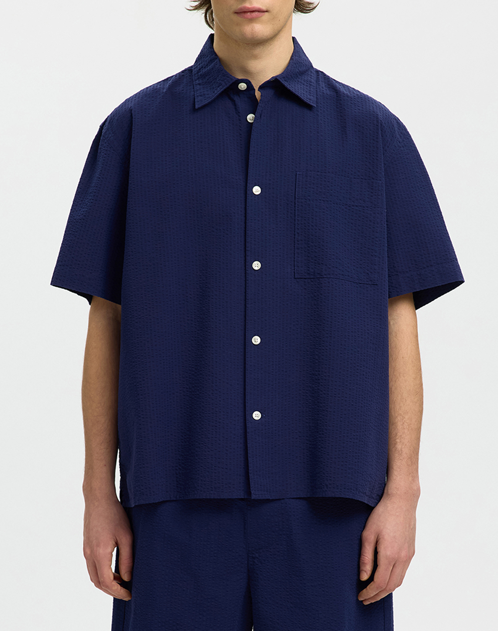 SELECTED SLHRLXSTUART SEERSUCKER SS SHIRT