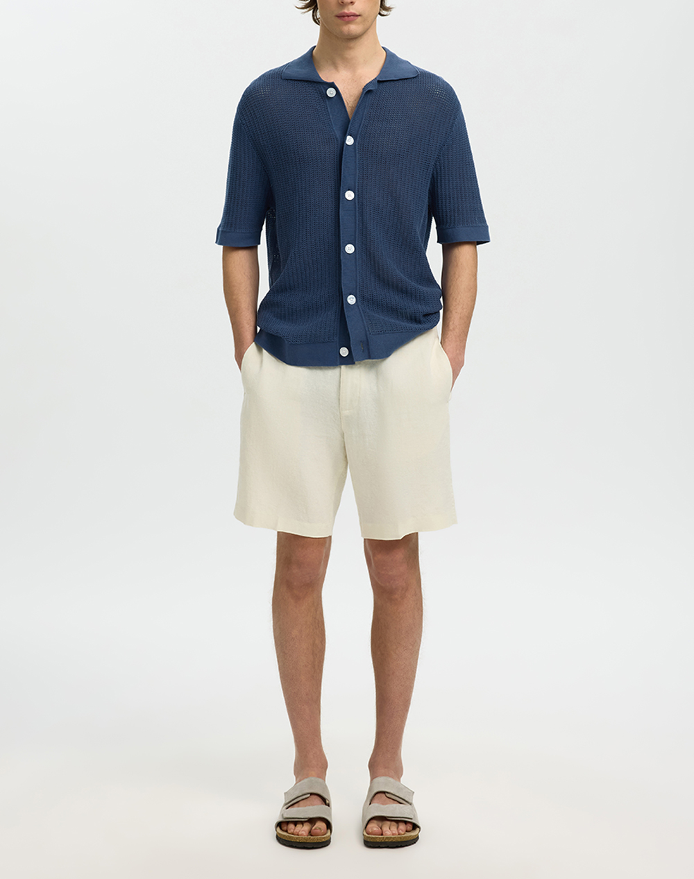 SEL SLHSHANE SS OPEN STRUC POLO CARDIGAN