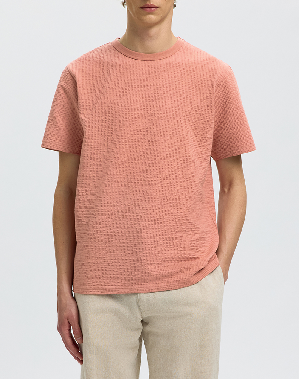 SELECTED SLMSANDER SEERSUCKER SS O-NECK TEE