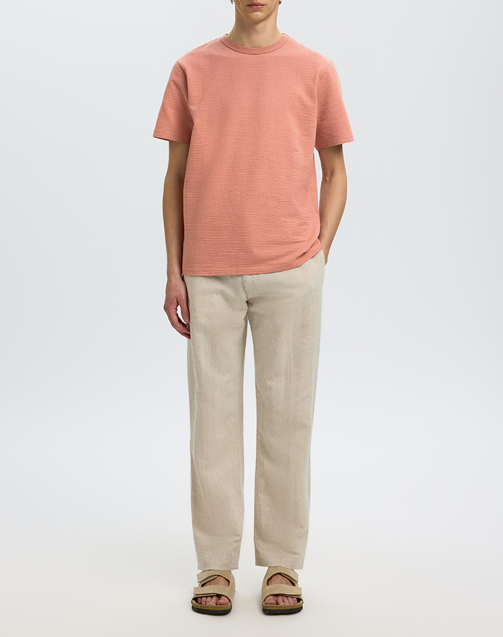 SELECTED SLMSANDER SEERSUCKER SS O-NECK TEE