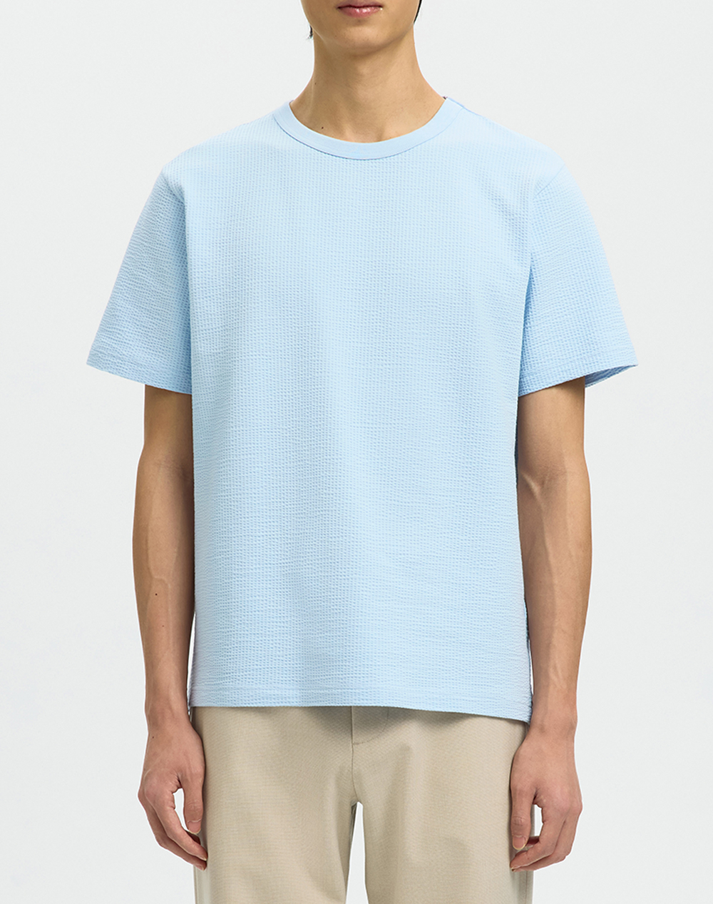 SELECTED SLMSANDER SEERSUCKER SS O-NECK TEE