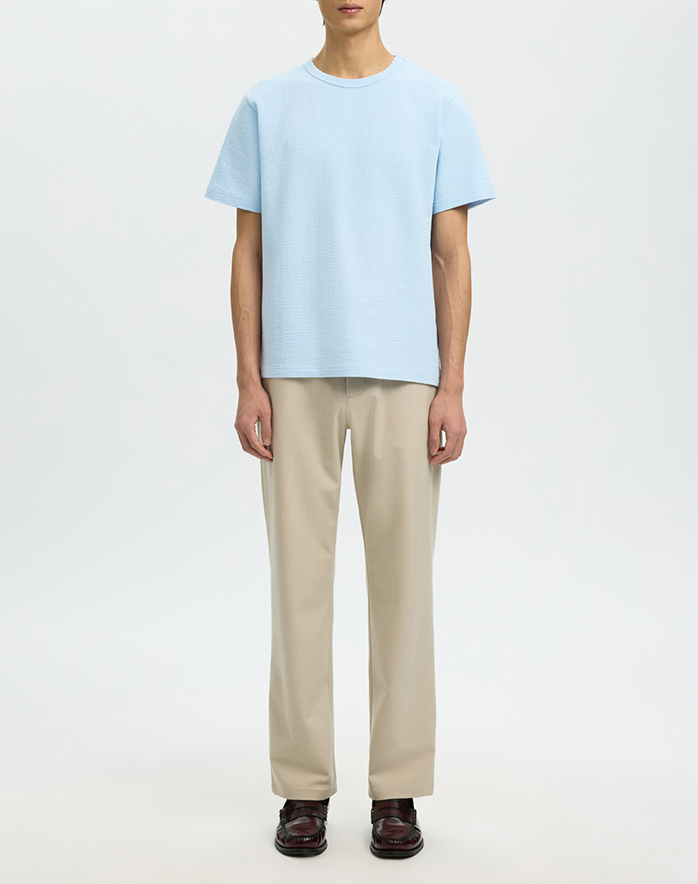 SELECTED SLMSANDER SEERSUCKER SS O-NECK TEE