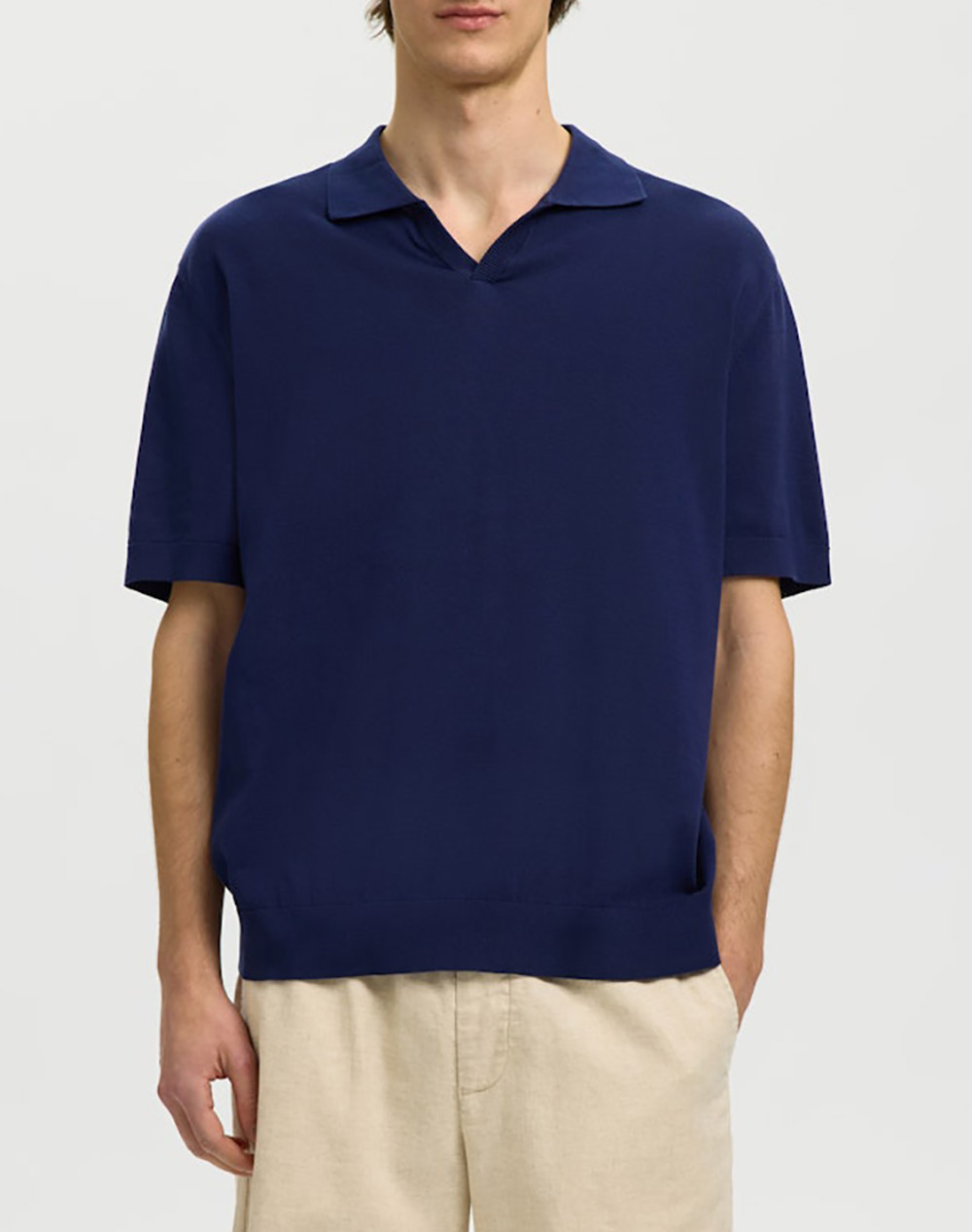 SELECTED SLHTORINO SS KNIT RELAXED OPEN POLO