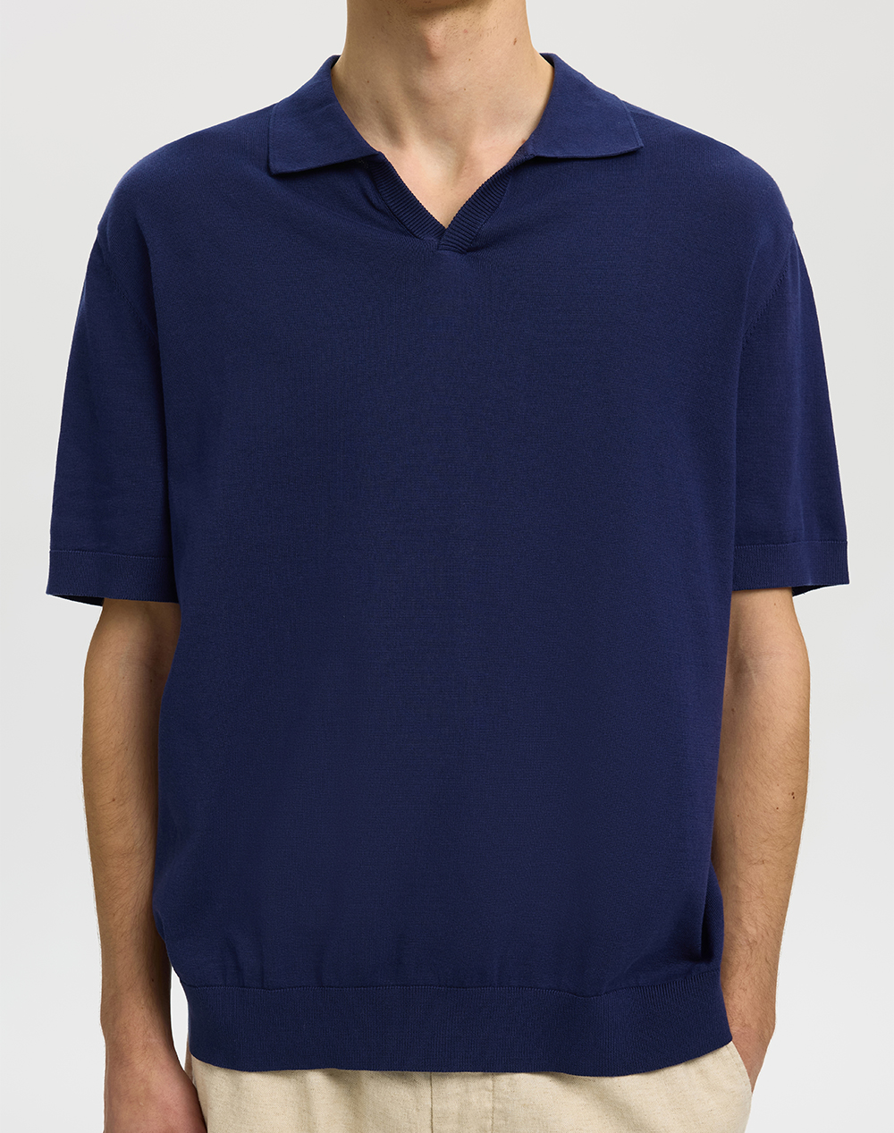 SELECTED SLHTORINO SS KNIT RELAXED OPEN POLO