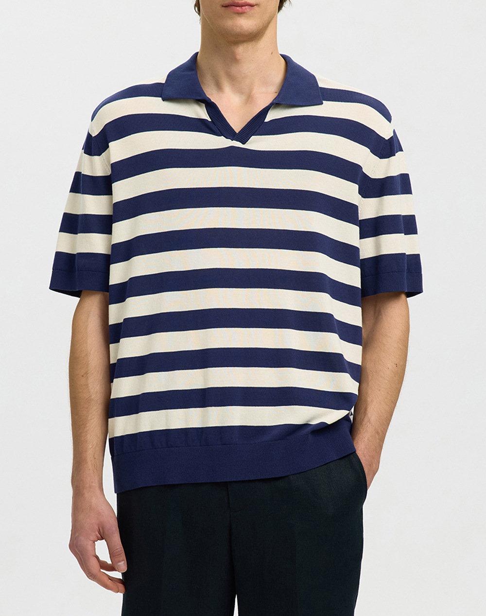 SELECTED SLHTORINO SS KNIT RELAXED OPEN POLO