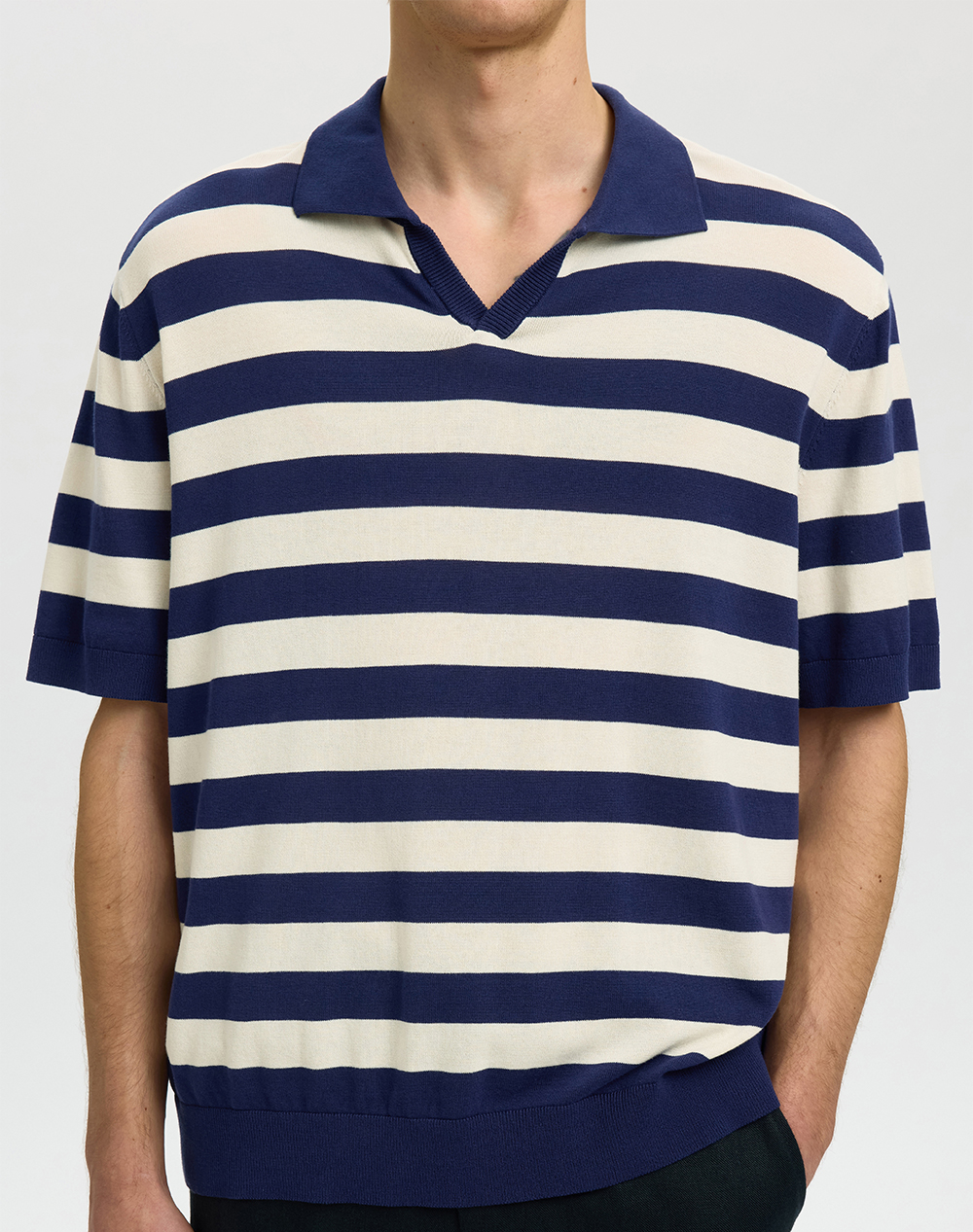 SELECTED SLHTORINO SS KNIT RELAXED OPEN POLO