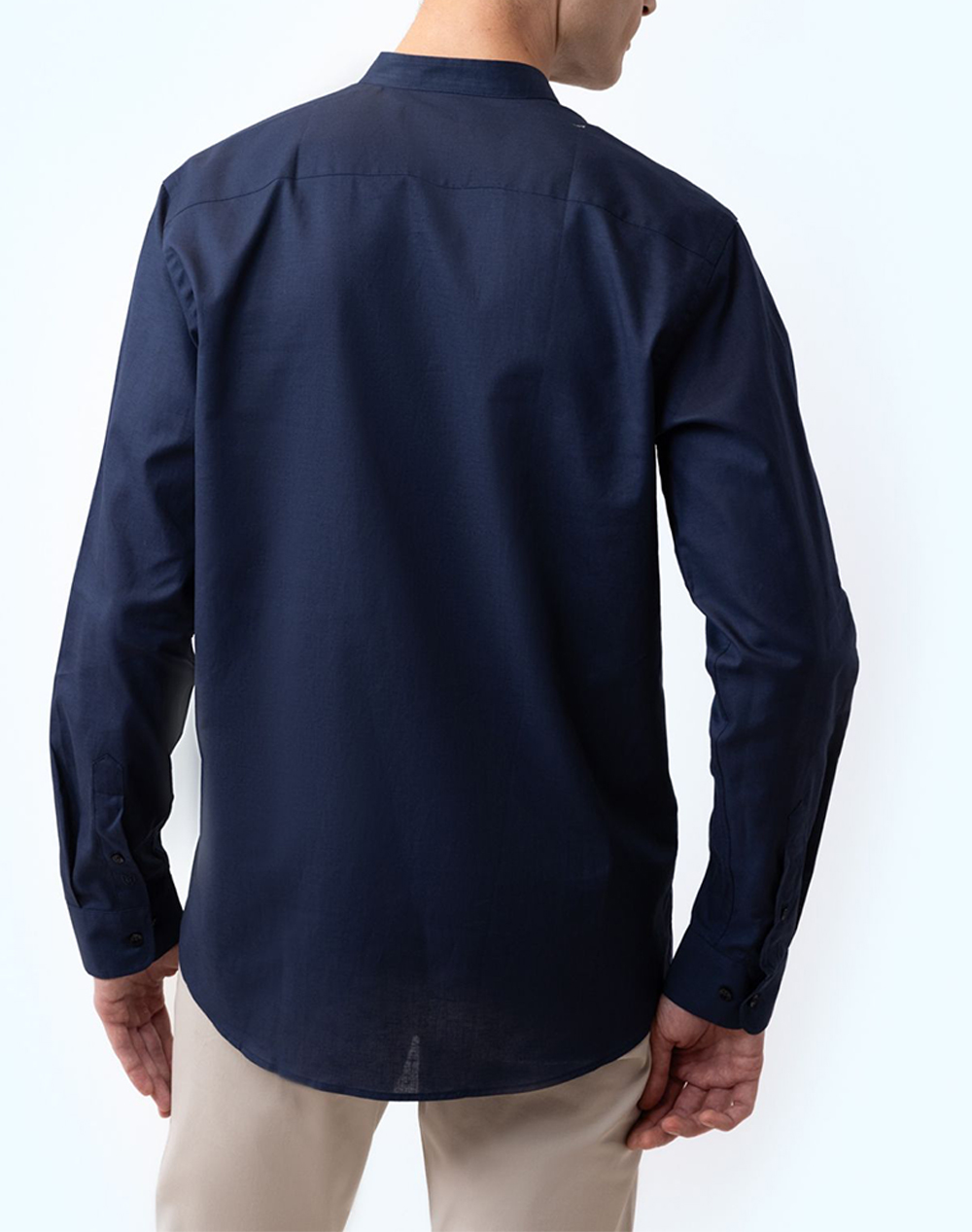 THE BOSTONIANS COTTON LINEN SHIRT CUSTOM FIT Plain COTTONLINEN Mao CustomFit