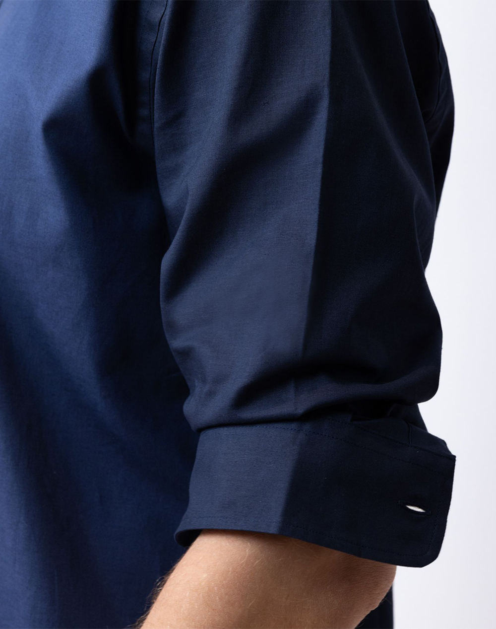 THE BOSTONIANS COTTON LINEN SHIRT CUSTOM FIT Plain COTTONLINEN Mao CustomFit