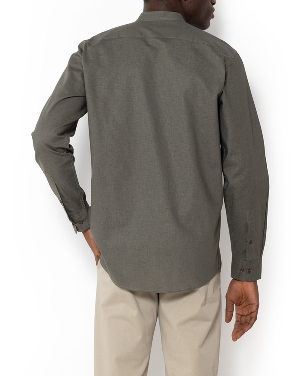 THE BOSTONIANS COTTON LINEN SHIRT CUSTOM FIT Plain COTTONLINEN Mao CustomFit