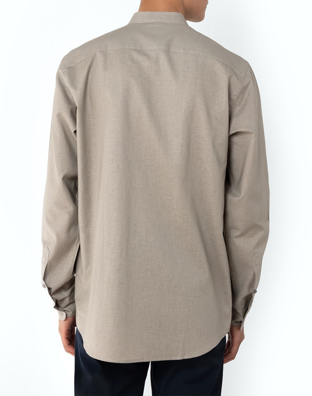 THE BOSTONIANS COTTON LINEN SHIRT CUSTOM FIT Plain COTTONLINEN Mao CustomFit