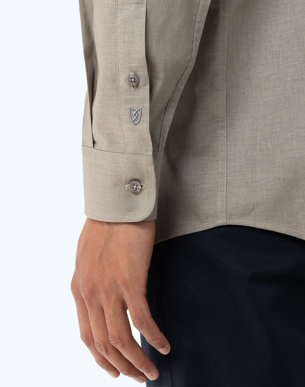 THE BOSTONIANS COTTON LINEN SHIRT CUSTOM FIT Plain COTTONLINEN Mao CustomFit