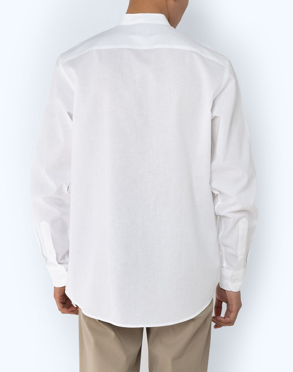 THE BOSTONIANS COTTON LINEN SHIRT CUSTOM FIT Plain COTTONLINEN Mao CustomFit