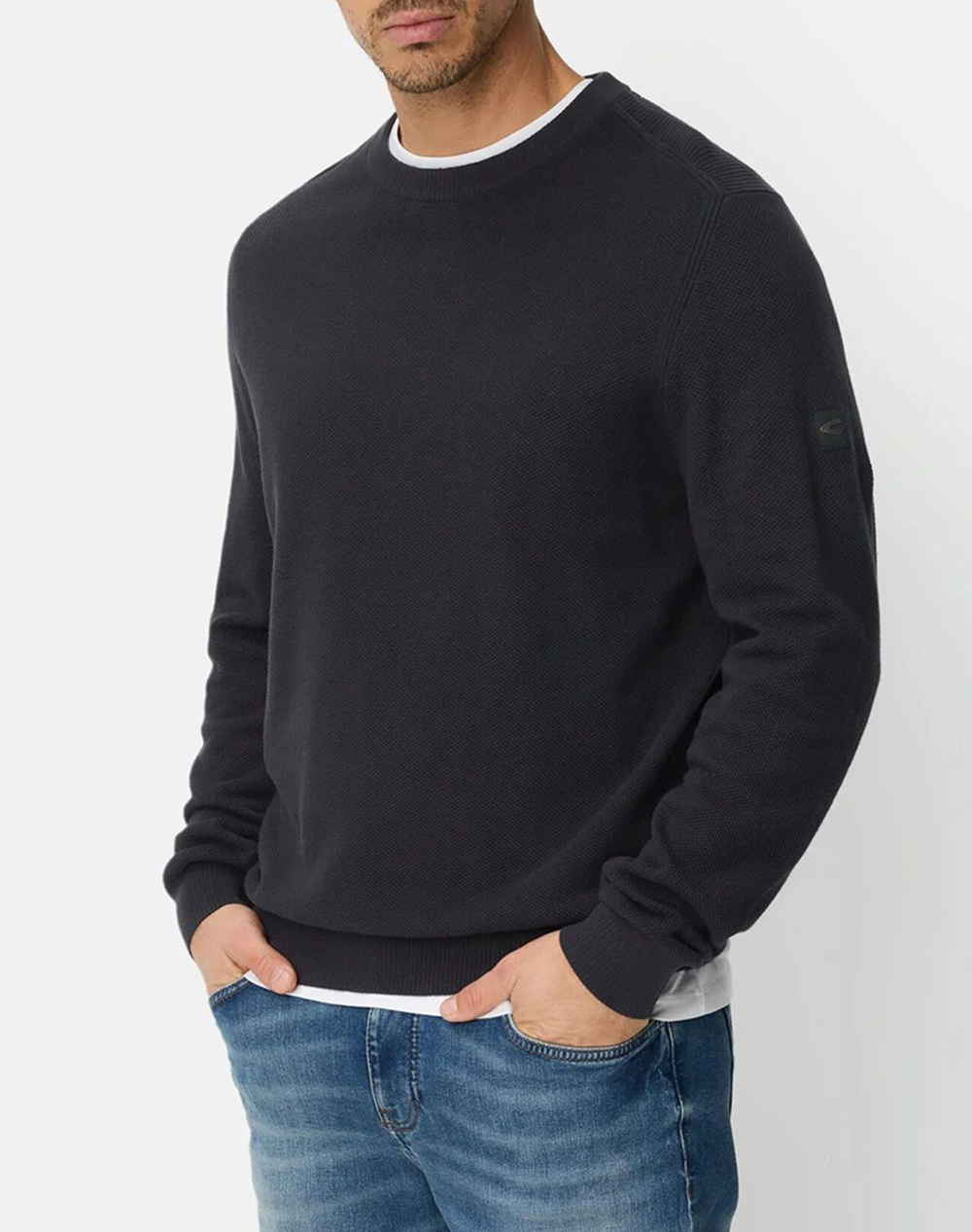 Camel плетена блуза crew neck male плетени синьо