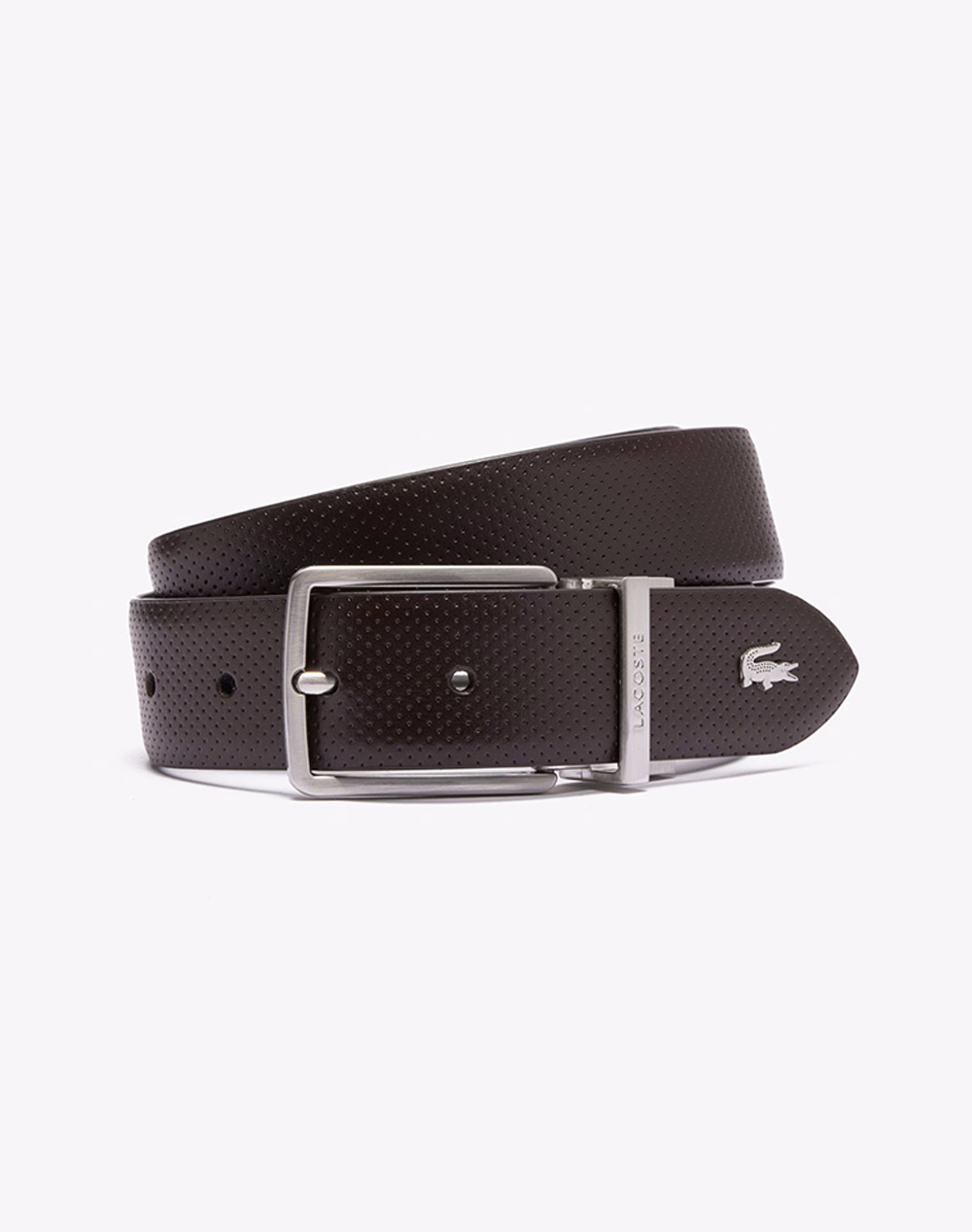 LACOSTE MENS BELT 35 PUNCH/PLAIN LEATHER