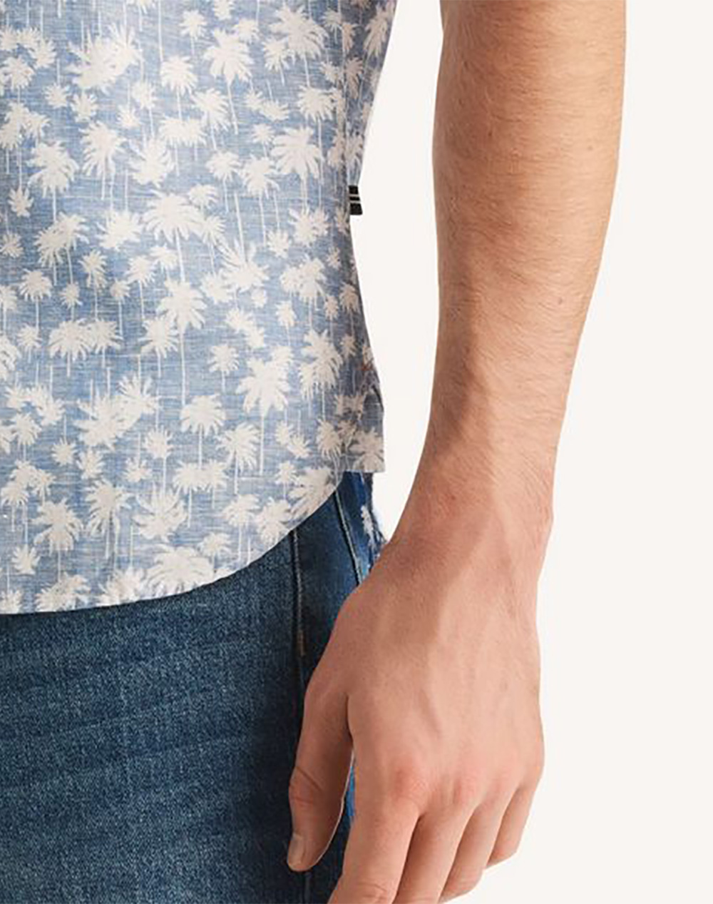 NAUTICA SHIRT KM S/S LINEN REVERSE PRINT