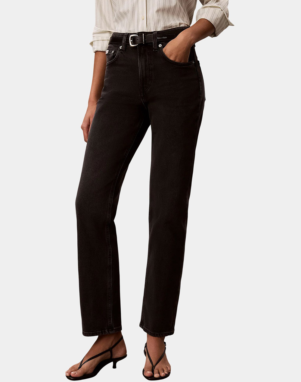 CALVIN KLEIN JEANS HIGH RISE STRAIGHT MIDNIGHT BLAC
