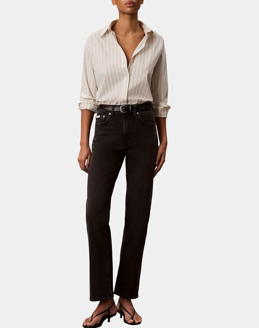 CALVIN KLEIN JEANS HIGH RISE STRAIGHT MIDNIGHT BLAC