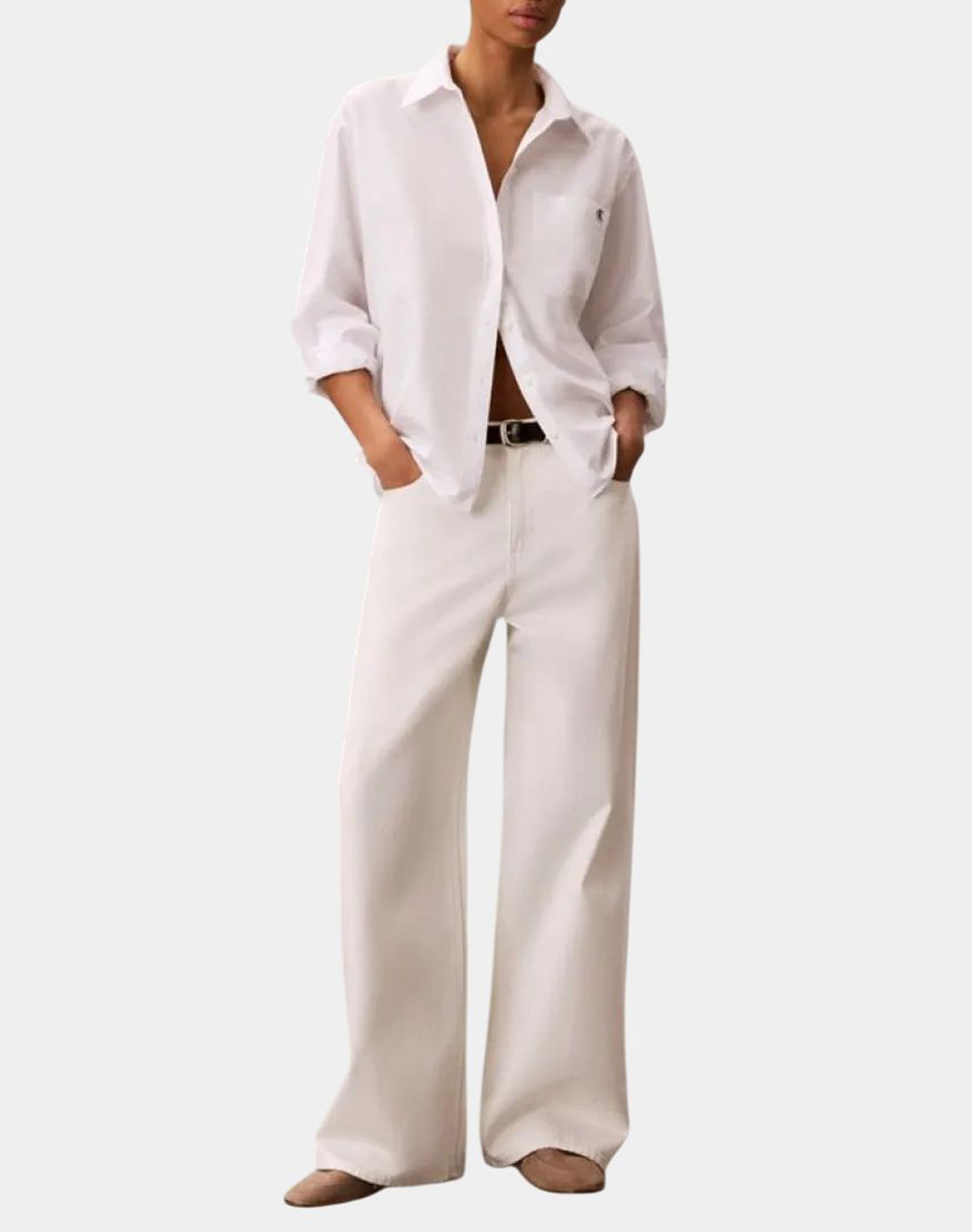 CALVIN KLEIN JEANS COTTON POPLIN JACQUARD RELAXED S