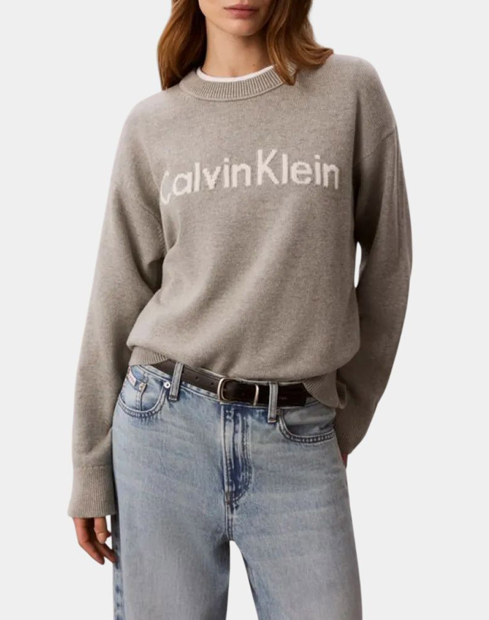 CALVIN KLEIN JEANS CONTRAST LOGO LS SWEATER