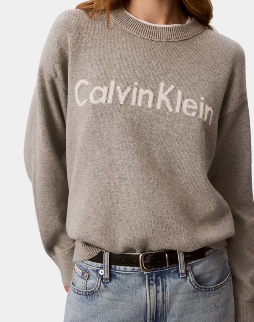 CALVIN KLEIN JEANS CONTRAST LOGO LS SWEATER