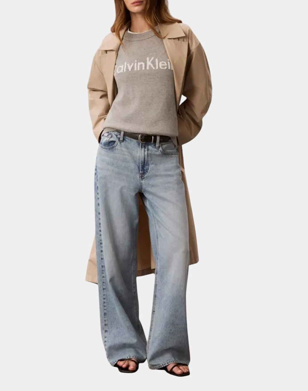 CALVIN KLEIN JEANS CONTRAST LOGO LS SWEATER