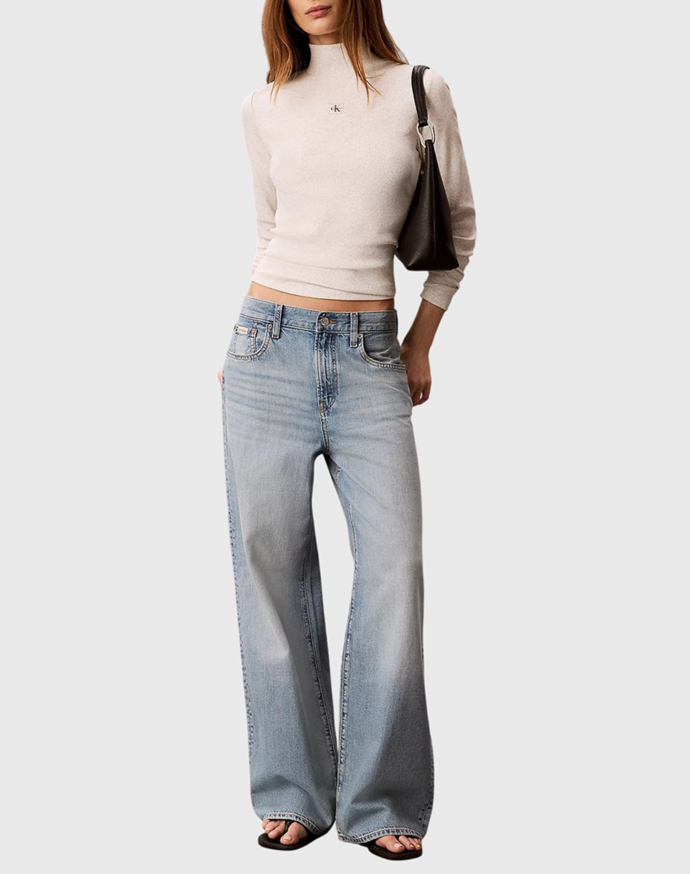 CALVIN KLEIN JEANS LS WOVEN LABEL TURTLENECK