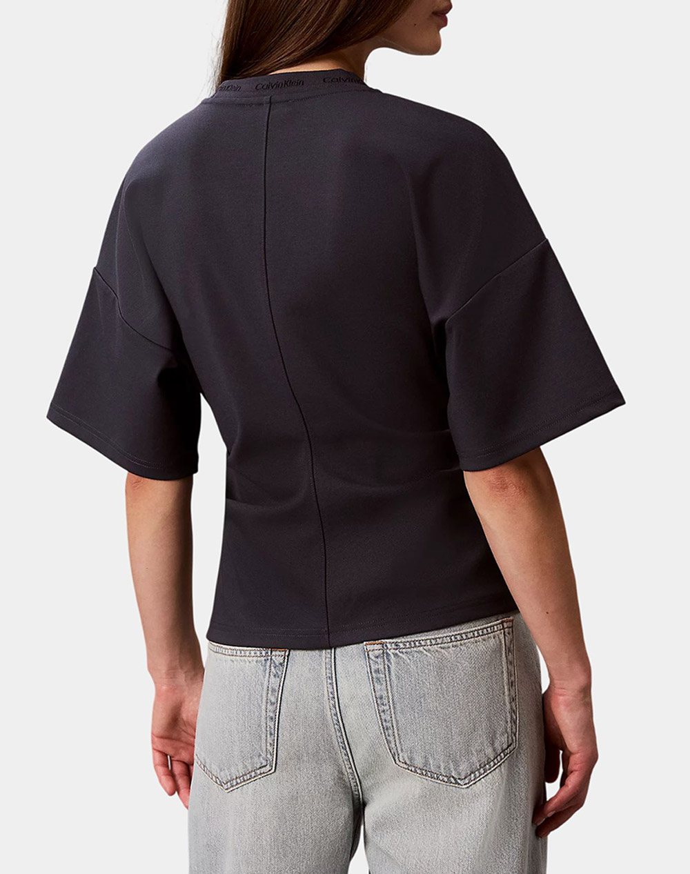 CALVIN KLEIN JEANS SS LOGO NECK DETAIL INTERLOCK TO