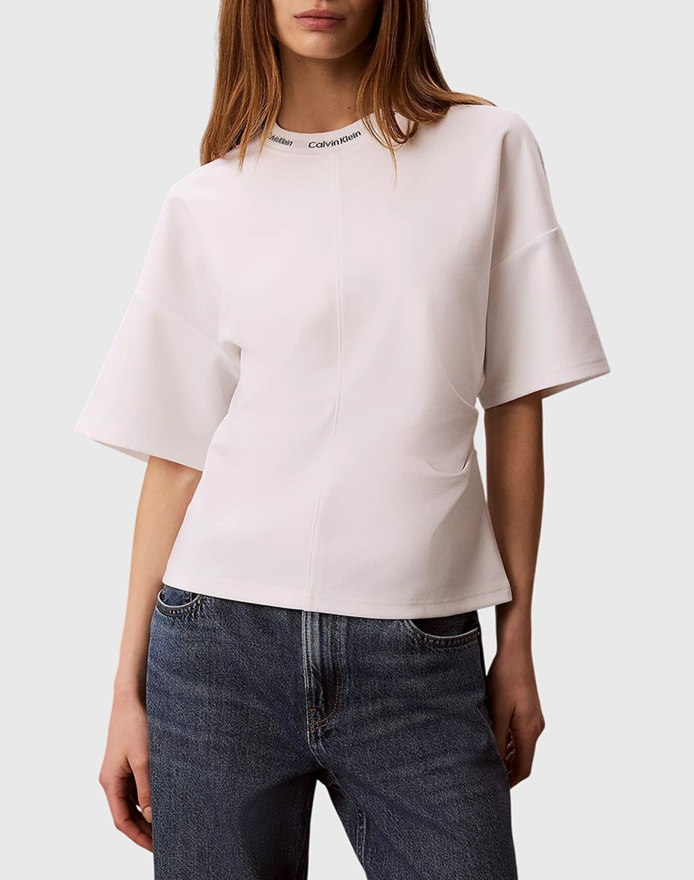 CALVIN KLEIN JEANS SS LOGO NECK DETAIL INTERLOCK TO