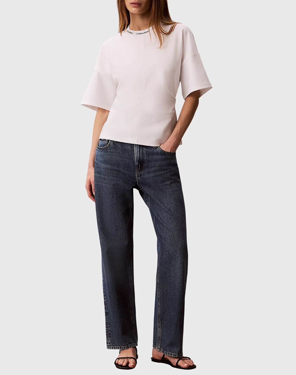 CALVIN KLEIN JEANS SS LOGO NECK DETAIL INTERLOCK TO