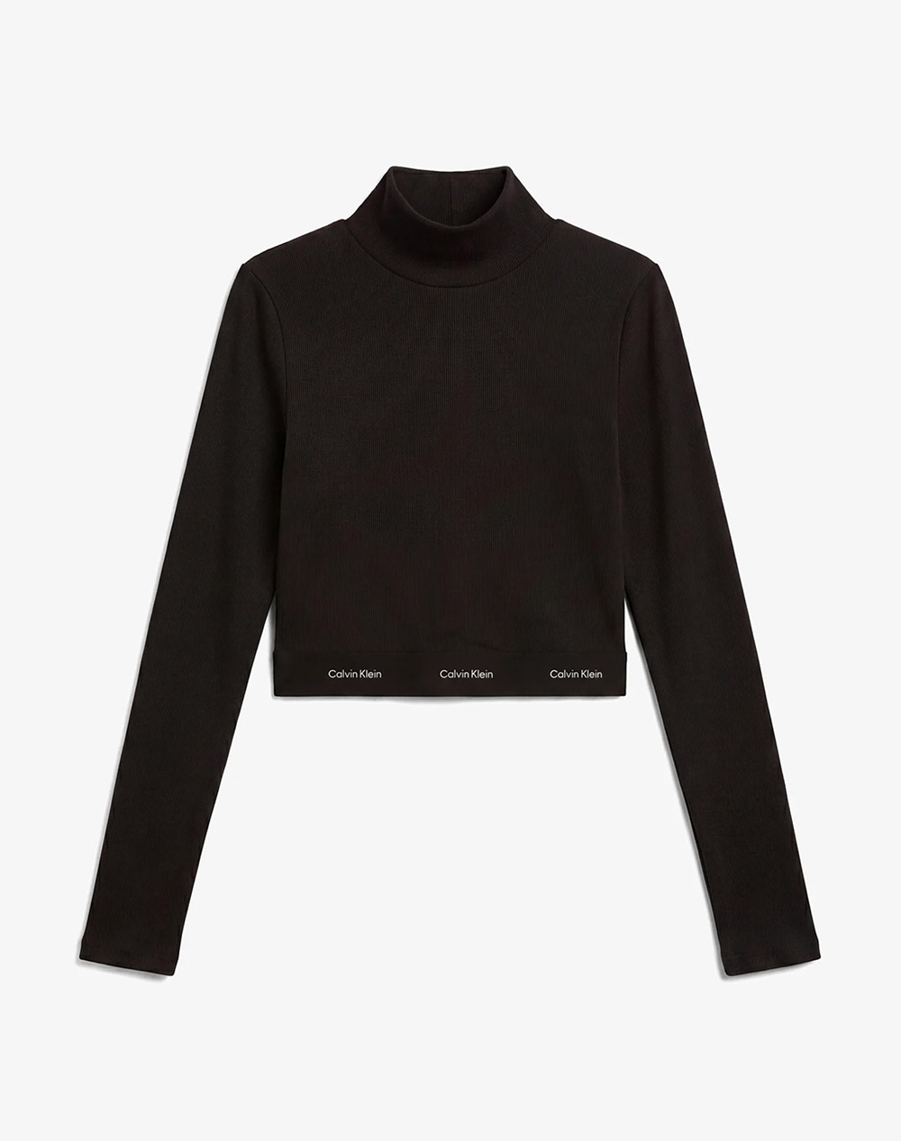 CALVIN KLEIN JEANS LS 2X2 BABY RIB CROP LOGO TNECK