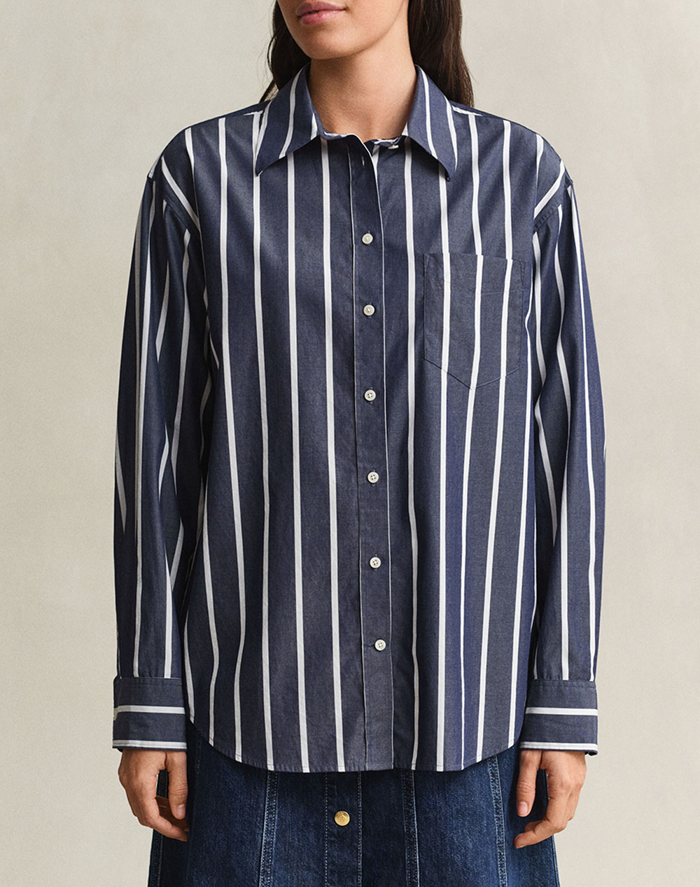 GANT РИЗА С ДЪЛЪГ РЪКАВ REL CLASSIC POPLIN STRIPE SHIRT
