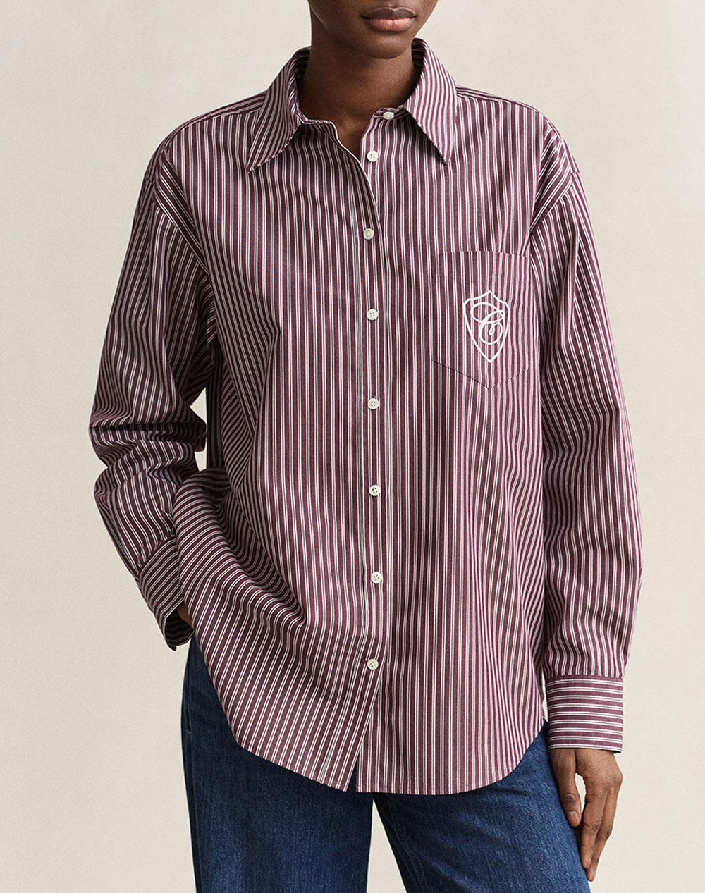 GANT РИЗА С ДЪЛЪГ РЪКАВ REL CLASSIC POPLIN STRIPE SHIRT
